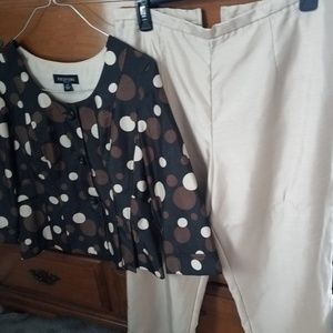 Perceptions Petite Size 12P 2 Pcs Suit Brown Gold